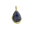 Pendentif goutte en turquoise bleue plaqué or 18 carats avec texture pierre naturelle - Style Larme Bleue (01)