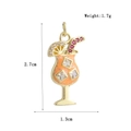 Dettaglio del ciondolo a bicchiere da cocktail con smalto arancione e zirconi - Forma di Bicchiere da Cocktail Oro Arancione