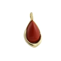 Pendentif en pierre rouge foncé en forme de poire avec bordure en plaqué or 18 carats - Style Goutte d'Eau Rouge (02)