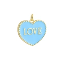 Detail of 18k gold heart pendant with light blue enamel and LOVE lettering - Love Blue Heart (22)