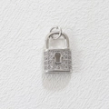 18k white gold plated heart lock pendant with sparkling crystals and keyhole detail - Lock 2 (Silver)