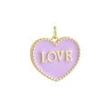 Detailed close-up of purple heart pendant with gold LOVE letters and beaded edge - Love Purple Heart (23)