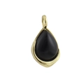 Pendentif goutte avec dorure 18k et pierre noire polie dans un design minimaliste élégant - Style Goutte d'Eau Noir (03)