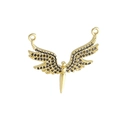 Dettaglio di pendente ad ali in oro 18k con pietre nere micro-pave e doppi ganci chiusi - Stile Ali d'Angelo con Strass Neri (10)