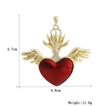 Dettagli del ciondolo a cuore alato placcato oro 18k con altezza 4,7 cm e larghezza 4,8 cm - Stile Fiamma Ali Cuore Rosso (12)