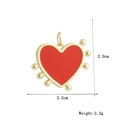 Dettaglio di un ciondolo a cuore smaltato rosso placcato oro 18k con misure indicate - Stile Cuore Rosso con Nove Sfere d'Oro (16)