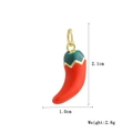 Chili pepper pendant in 18k gold plated copper with red enamel finish, 2.1cm x 1.0cm - Red Chili (11)