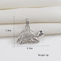 Macro shot of 18k gold turtle pendant with clear crystals, dimensions 1.8cm by 2.0cm - Silver Full Zircon Turtle (08)