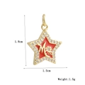 Star-shaped 18k gold plated Mom pendant with red enamel and white crystals, 1.8cm size - Mom Star Red Heart (14)