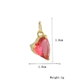 Red heart gemstone pendant in 18k gold plated setting for DIY jewelry 1.6x1.0cm - Single Heart Gemstone Red (15)