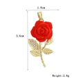Red flocked rose flower pendant with 18k gold plating and white zircon leaf detail - Red Rose (16)