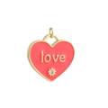 Ciondolo a cuore rosa placcato oro 18k con zircone scintillante per gioielli fai da te - Stile Cuore Rosa love (17)