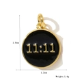 18k gold plated round 11:11 black enamel charm pendant with 1.9cm height size specs - 11:11 Black Small Round (27)