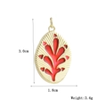 Ciondolo ovale placcato oro 18k con motivo in smalto corallo rosso, misura 3,0cm x 1,8cm - Stile Corallo Rosso Ovale Dorato (18)