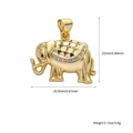 Ciondolo elefante dorato con zirconi multicolore, dimensioni 22mm per 20,5mm - Ciondolo Elefante Oro con Gemme Multicolore