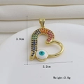 Detalle de colgante de corazón en oro de 18 quilates con gemas y ojo de la suerte - Estilo Corazón Mal de Ojo de Strass Multicolor Un Lado Tono Dorado (21)
