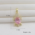 Macro shot of 18k gold plated turtle pendant with pink stone and measurement details - Pink Main Stone Turtle (02)