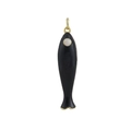 Elegante ciondolo a forma di pesce dorato con smalto nero e occhio in marmo bianco - Marmo Nero (02)