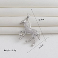 Close-up of 18k gold-plated horse pendant with cubic zirconia stones and measurements - Silver Galloping Horse (17)