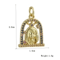 Detailed dimensions of crown character pendant with colorful zircons and gold finish - Praying Figure Style (02)