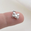 Macro di un ciondolo a forma di granchio in argento su polpastrello per gioielli fai da te - Stile Forma Granchio Argento(03)