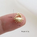 Detailed view of small gold crab charm pendant showing 1.2cm size and 0.7g weight info - Gold Mini Crab Style(9)
