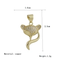 Detailed macro view of a gold fox pendant with cubic zirconia inlay and 1.6x2.5cm size - Gold Small Fox Style (06)