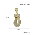 Detail view of copper fox pendant with cubic zirconia inlay and precise dimensions - Gold Vivid Fox Style (8)