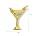 18k vergoldeter Cocktailglas-Anhänger mit Zirkonia-Steinen, Höhe 2,1cm und Breite 1,3cm - Gelb Weiß Strass Glas Form (26)