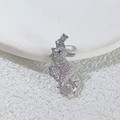 Elegant silver seahorse pendant with white crystals and blue gemstone eye detail - Blue Eye Full Zircon Seahorse (21)