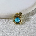 Exquisite 18k gold-plated shell pendant featuring a sparkling round blue gemstone inlay - Blue Gem Gold Shell (23)