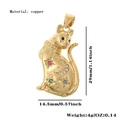 Cat charm with multicolor zircon stars and moon, gold plated copper pendant 29mm - Gold Star Moon Cat Style (12)