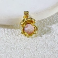 Elegant 18k gold plated shell pendant with a sparkling pink gemstone for DIY jewelry - Pink Gem Gold Shell (24)
