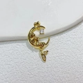 Gold plated mermaid sitting in crescent moon pendant with sparkling crystals - Moon Mermaid Pendant (25)