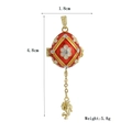 Colgante de huevo esmaltado con rejilla dorada, circonitas y detalle de ángel - Estilo Cuadrícula Roja Cristal Grande(7)