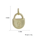 Detailed size specifications for gold padlock pendant showing 3.6cm height and 2.3cm width - Brushed Texture Padlock (03)