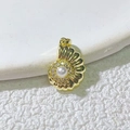 Exquisite 18k gold plated shell pendant featuring a white pearl and sparkling crystals - Pearl Gold Shell (26)