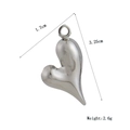Polished silver heart pendant details showing 3.25cm height and 1.7cm width dimensions - Silver Irregular Fluid Heart Style (03)