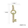 Detail view of a gold key pendant with dimensions 4.3x1.5cm and weight 2.1g on white background - Vintage Brushed Key (7)