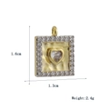 Detailed view of heart-shaped zircon pendant with hammer finish, size 1.6cm by 1.3cm - Hammered Square Zircon Heart (13)
