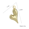 Polished gold heart charm dimensions 3.25cm height 1.7cm width weight 2.6g - Gold Irregular Fluid Heart Style (04)