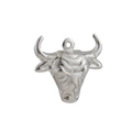Polished silver bull head charm pendant with detailed engraving for DIY necklaces - Silver Bull Head (02)