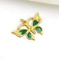 Detailed macro shot of a gold butterfly pendant with green and cream enamel finish - Dark Green Beige Gradient Butterfly Style (04)