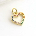 Exquisite 18k gold plated heart pendant with colorful rainbow zircons for DIY jewelry - Rainbow Heart Style (02)