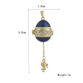 Dettaglio pendente uovo stile Fabergé con angelo, dimensioni 5,0 cm per 1,8 cm - Stile Uovo Stella Blu Oro (05)