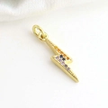 Detail of 18k gold plated lightning bolt pendant with colorful zircon stones inlay - Lightning Shape (11)