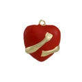 Pendaglio a cuore placcato oro 18K con smalto rosso e design di abbraccio dorato - Abbraccio Rosso Brillante (02)