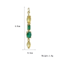 Détail d'un long pendentif doré serti de pierres marquises jaunes et rectangulaires vertes - Style Vertical à 4 Gemmes Jaune Vert