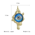 Detail of 18K gold plated copper evil eye pendant with fluid lava texture and dimensions - Style 05(05)
