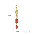 Détail d'un pendentif long plaqué or 18K avec quatre pierres colorées et ses dimensions - Style Vertical à 4 Gemmes Jaune Rose